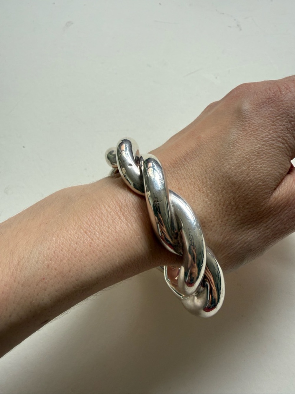 Sterling Silver 925 Twisted Rope Bangle Bracelet Large size - Picture 2 of 13